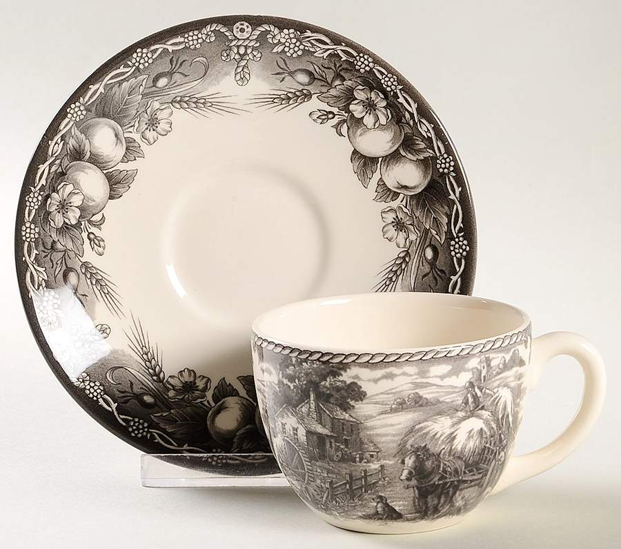 Hayride Black Flat Cup & Saucer Set by Royal Stafford-1