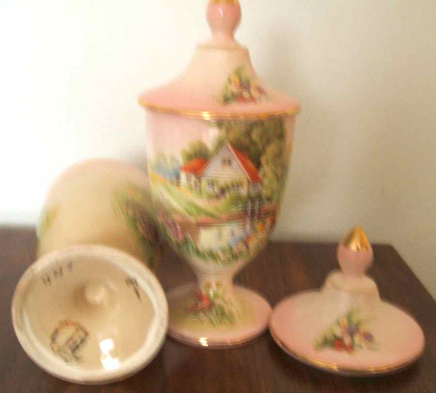 Red Roof Cottage Red Candy Jar & Lid by Royal Winton-1