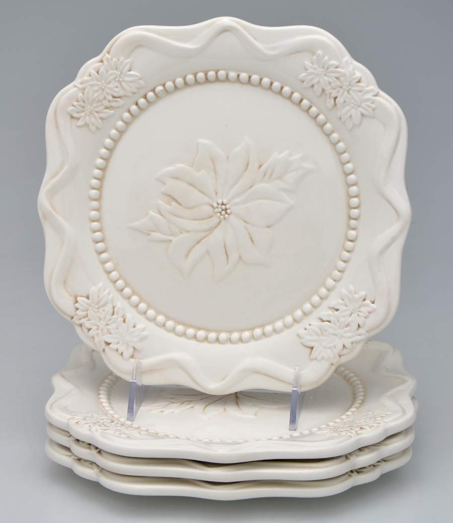 Poinsettia Collection Square Salad Plate - Set of 4 by Roscher & Co-1
