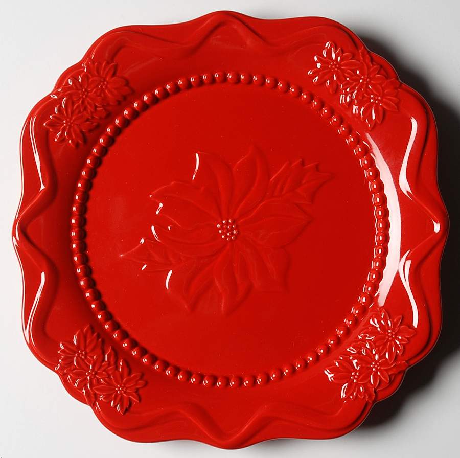 Poinsettia Collection Square Salad Plate by Roscher & Co-1