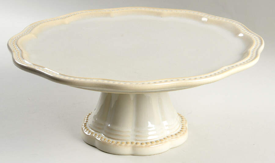 Hobnail Cream 12" Diameter Pedestal Cake Stand by Roscher & Co-1