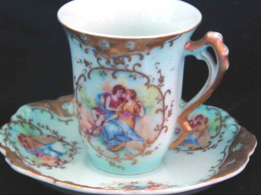 3400 Flat Demitasse Cup & Saucer Set by Royal Crown (Japan)-1