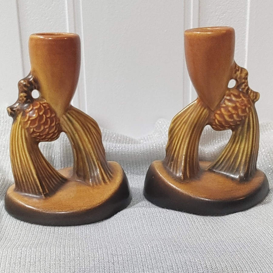 Pinecone Modern Brown (400 Series) Small Candlestick by Roseville-1