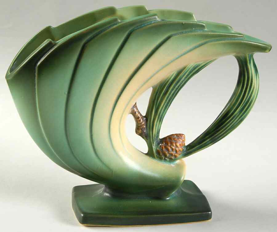 Pinecone Modern Green (400 Series) 6" Fan Vase by Roseville-1