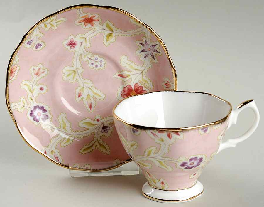 Vintage Floral Collection Footed Cup & Saucer Set by Royal Albert-1