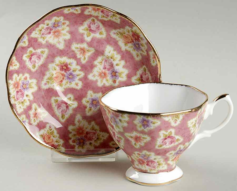 Vintage Floral Collection Footed Cup & Saucer Set by Royal Albert-1