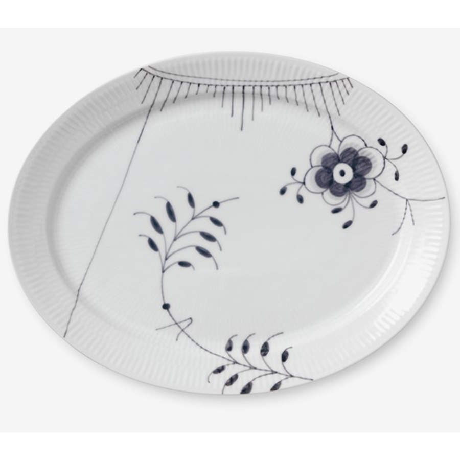 Mega Black 13" Oval Serving Platter by Royal Copenhagen-1