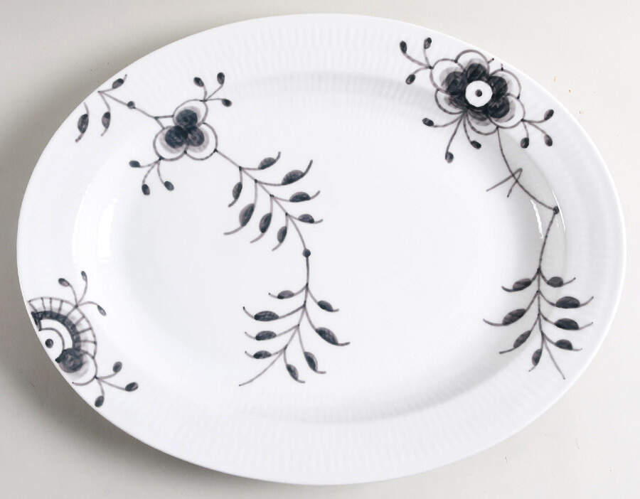 Mega Black 14" Oval Plate by Royal Copenhagen-1
