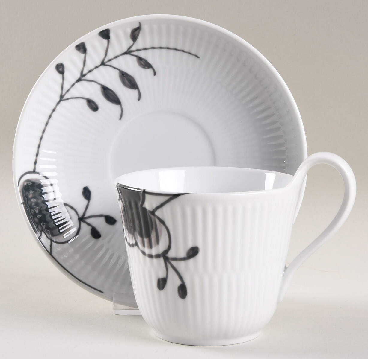 Mega Black Flat Cup & Saucer Set by Royal Copenhagen-1