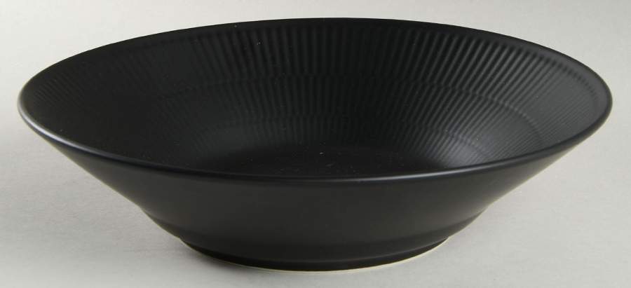 Black Plain Fluted 9" Individual Pasta Bowl by Royal Copenhagen-1
