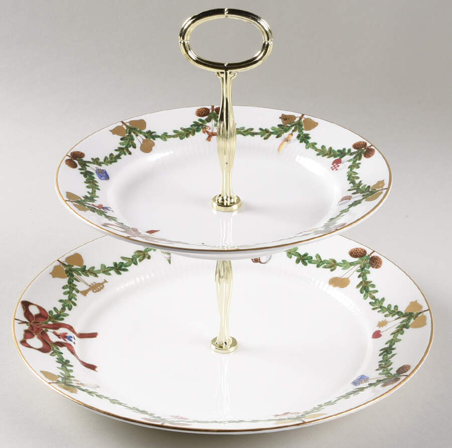 Star Fluted 6 5/8"-10"  2 Tiered Serving Tray (Dp, Sp) HC by Royal Copenhagen-1