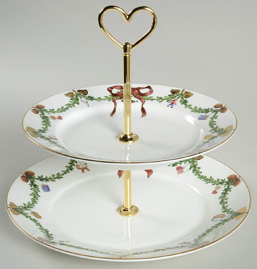 Star Fluted 2 Tiered Serving Tray (Dinner & Salad Plate) by Royal Copenhagen-1