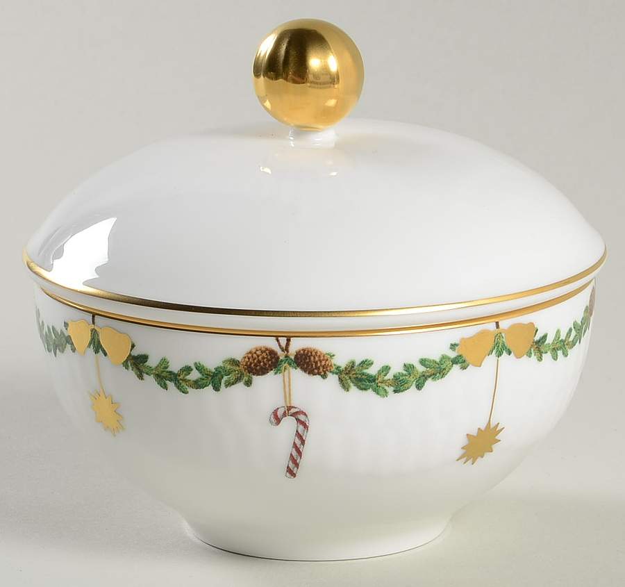 Star Fluted Sugar Bowl & Lid by Royal Copenhagen-1