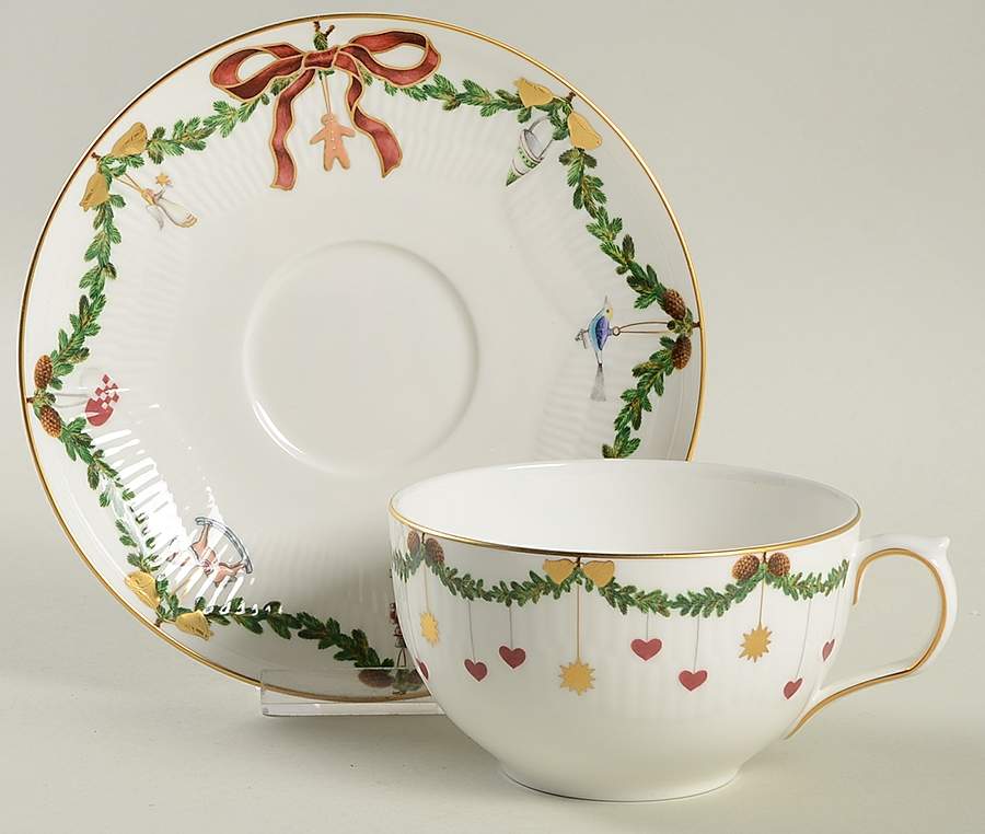 Star Fluted Flat Cup & Saucer Set by Royal Copenhagen-1