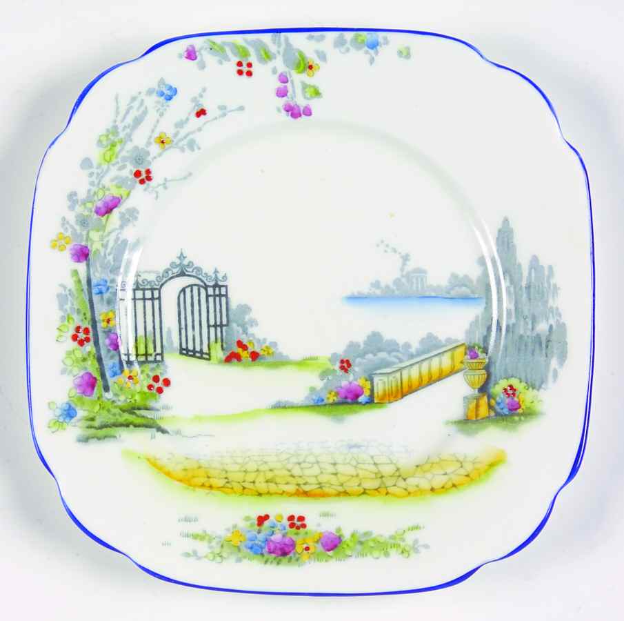 Rosedale (Blue Trim) Bread & Butter Plate by Royal Albert-1