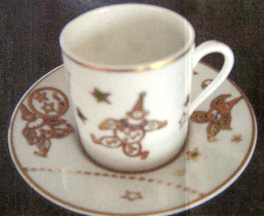 Happy Clowns Flat Demitasse Cup & Saucer Set by Raynaud-1