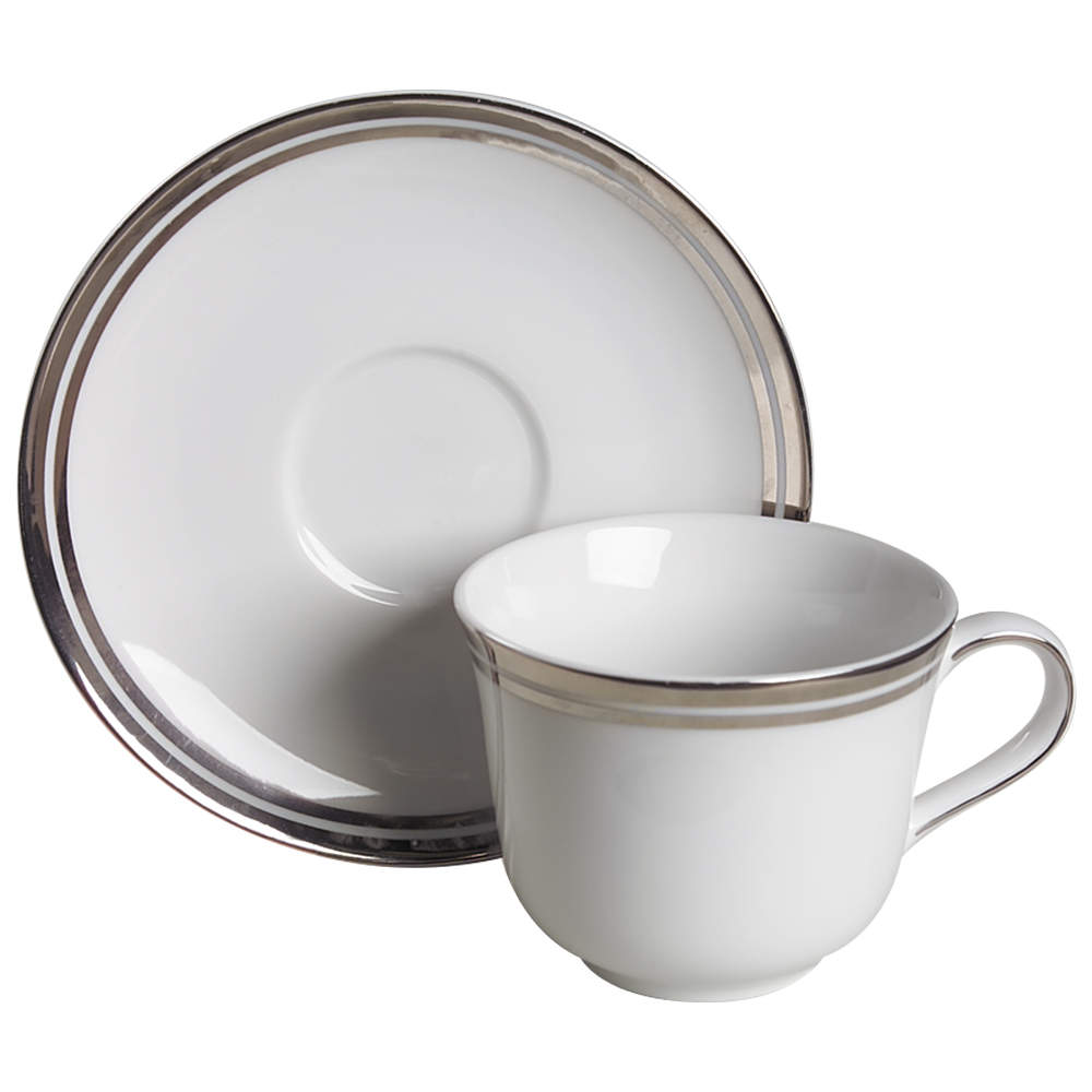 Pure Platinum Flat Cup & Saucer Set by Royal Doulton-1