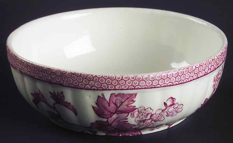Bordeaux (Red Flowers, No Trim) Round Butter No Lid by Ridgway (Ridgways)-1