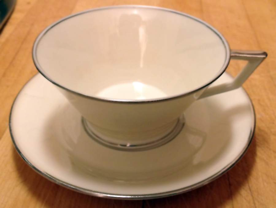593 Footed Cup & Saucer Set by Royal Ivory (Czech, Germany)-1