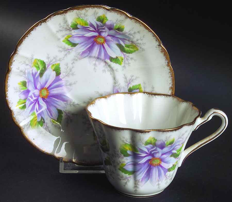 Dahlia Flat Cup & Saucer Set by Royal Stafford-1
