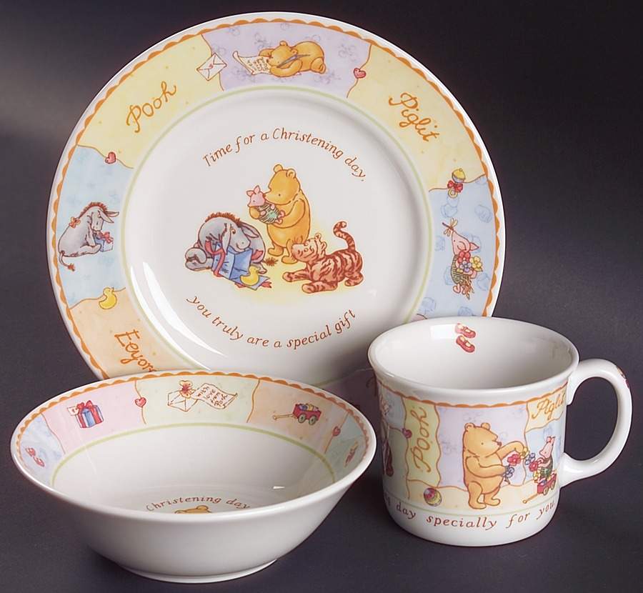 Winnie the Pooh Collection (Disney, Porcelain) (3 Piece) Christening Child's Set by Royal Doulton-1