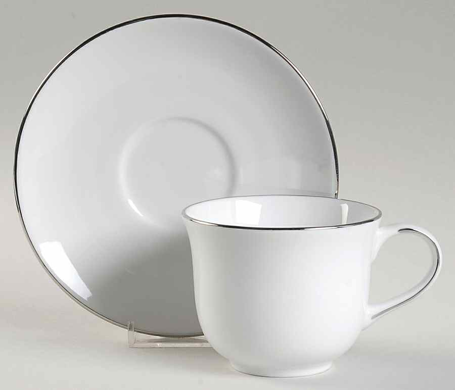 Simply Platinum Flat Cup & Saucer Set by Royal Doulton-1
