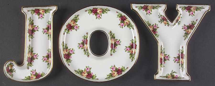 Old Country Roses Holiday (2006) Set of 3 "Joy" Candy Dishes by Royal Albert-1