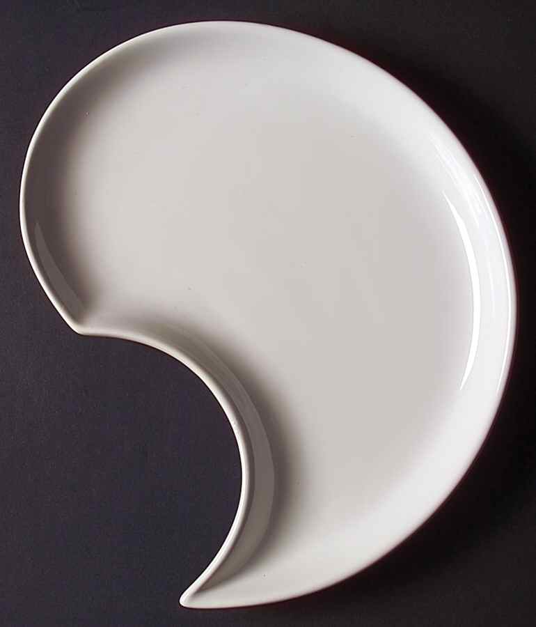 Bay Leaves White 3 Piece Chip/Dip Set, Interlocking Plate Only by Royal Doulton-1