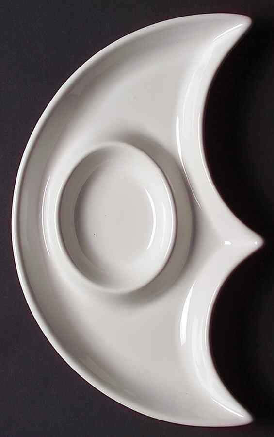 Bay Leaves White (3 Piece) Chip/Dip Set, Interlocking Bowl by Royal Doulton-1