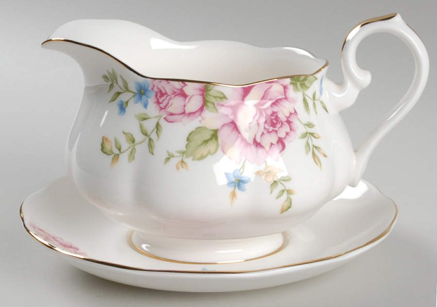 English Rose Gravy Boat & Underplate by Royal Albert-1