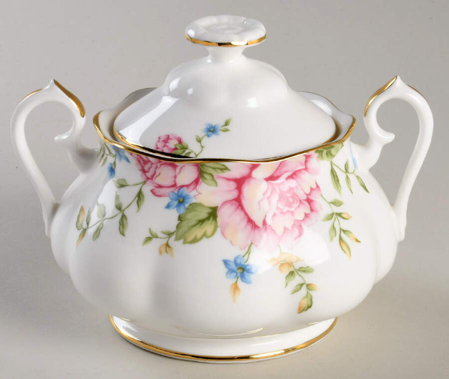 English Rose Sugar Bowl & Lid by Royal Albert-1