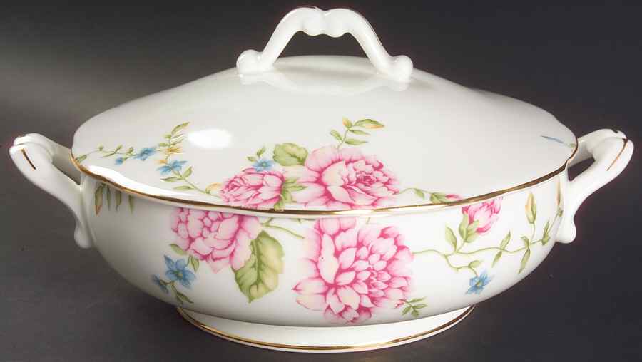 English Rose Round Covered Vegetable by Royal Albert-1