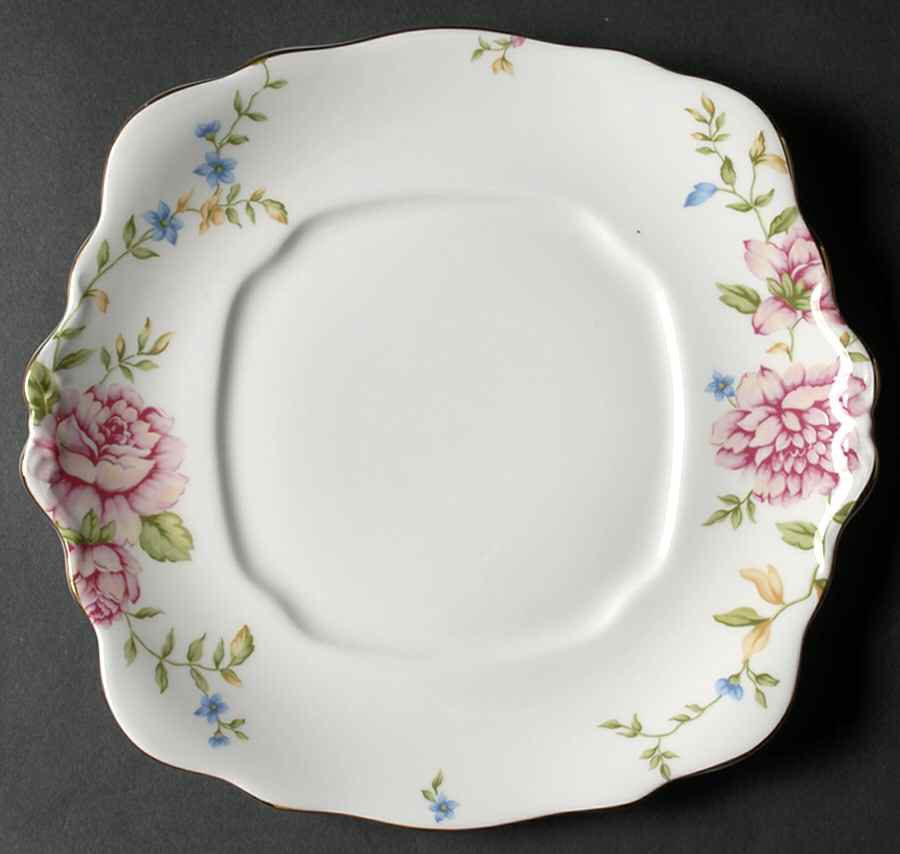 English Rose Square Handled Cake Plate by Royal Albert-1