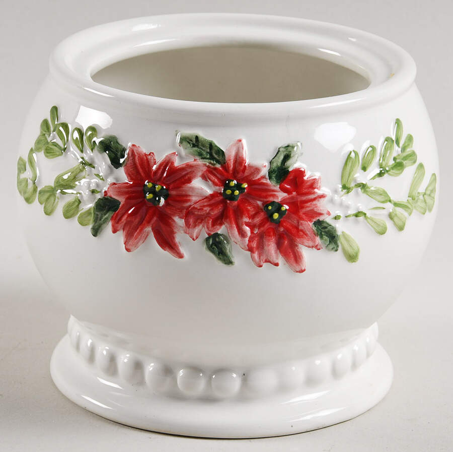 Poinsetta Garland Sugar Bowl No Lid by Roscher & Co-1