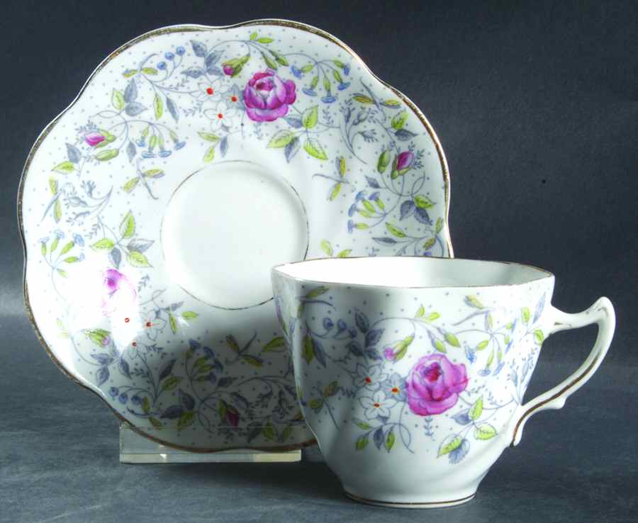 4883A (Red Roses) Flat Cup & Saucer Set by Rosina-Queens-1