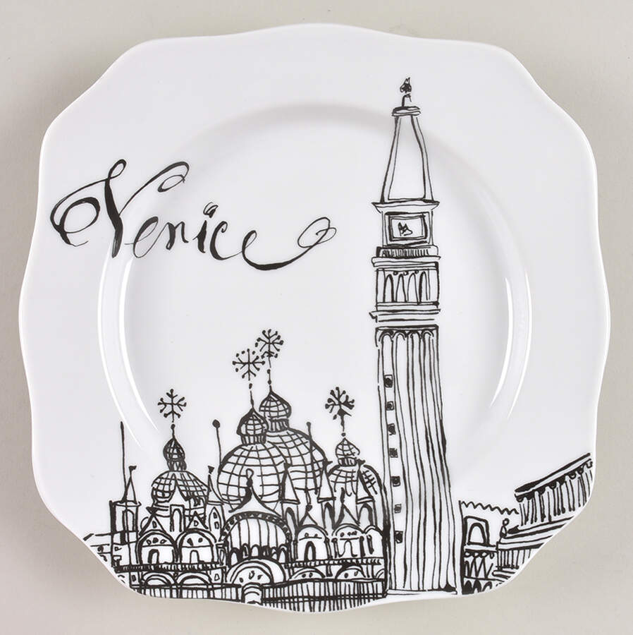 Bon Voyage Square Dessert Plate by Rosanna-1