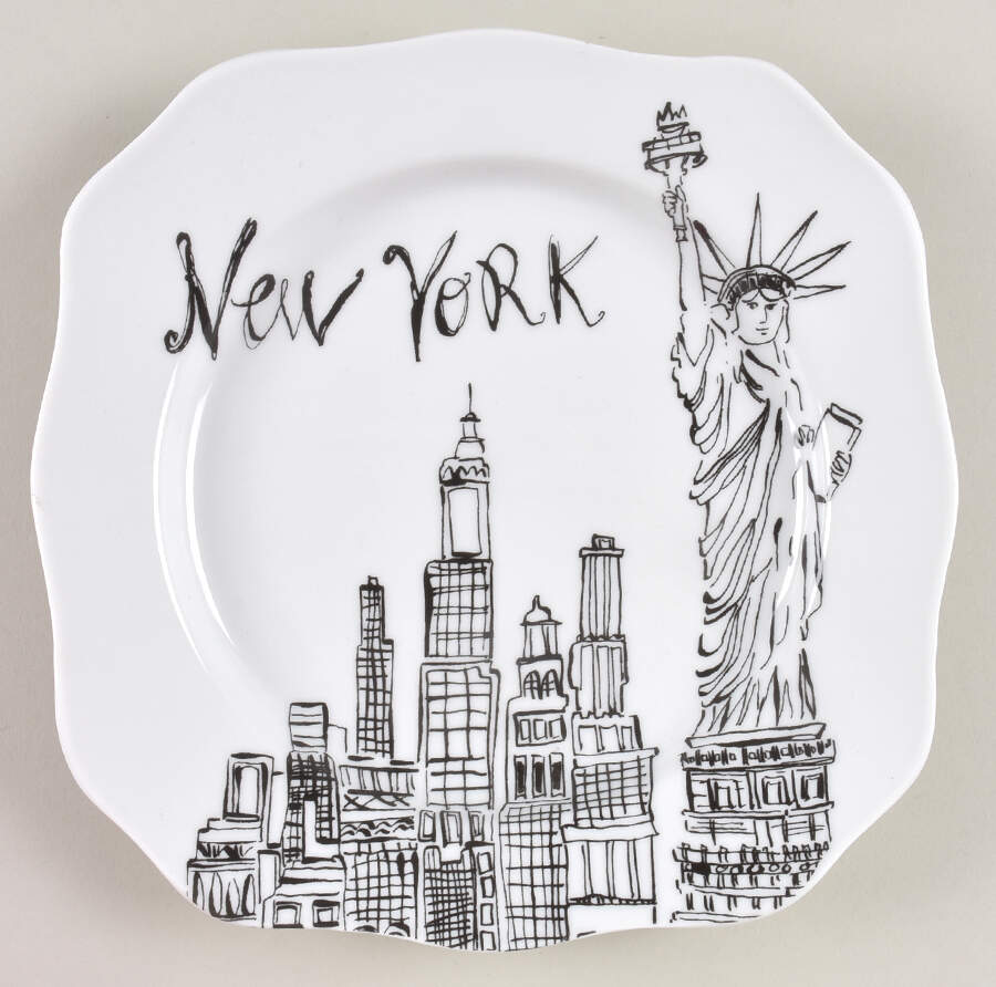 Bon Voyage Square Dessert Plate by Rosanna-1