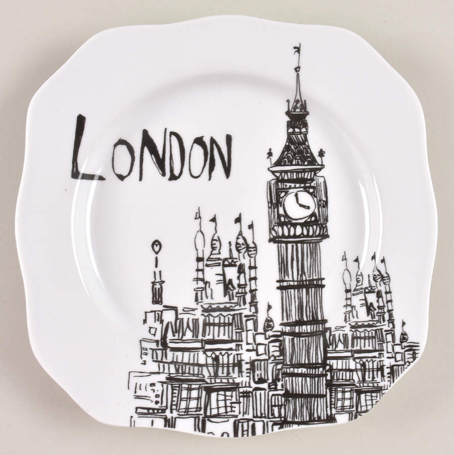 Bon Voyage Square Dessert Plate by Rosanna-1