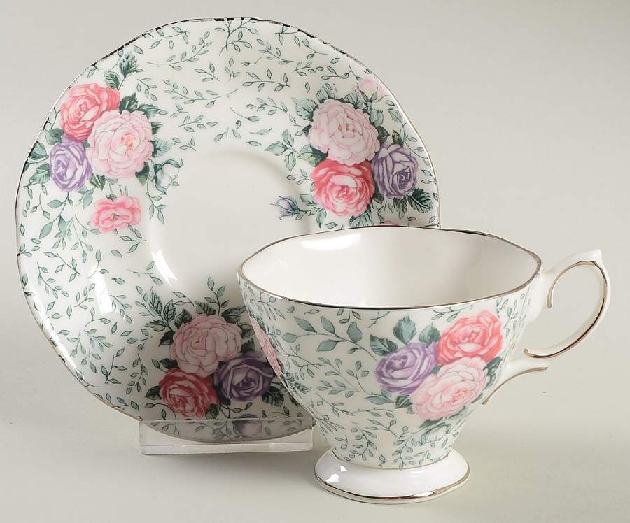 Rose Garland Footed Cup & Saucer Set by Royal Albert-1