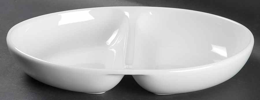 Classic White (Classic Shape) 11" Oval Divided Vegetable Bowl by Royal Worcester-1