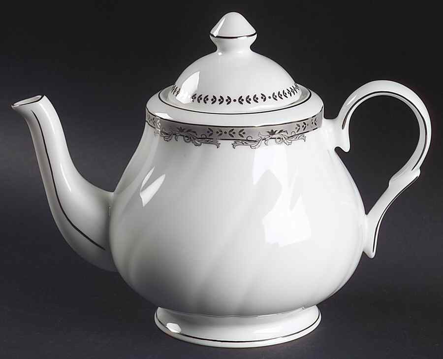 Crown Swirl Platinum Teapot & Lid by Royal Doulton-1