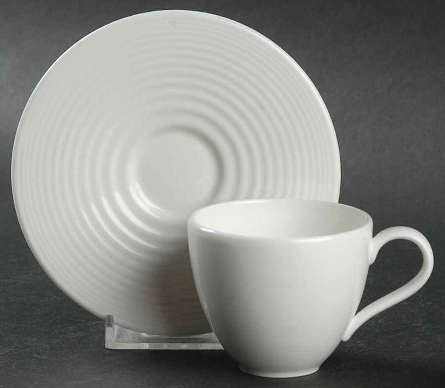 Gordon Ramsay White (Bone, No Trim) Espresso Cup and Saucer Set by Royal Doulton-1