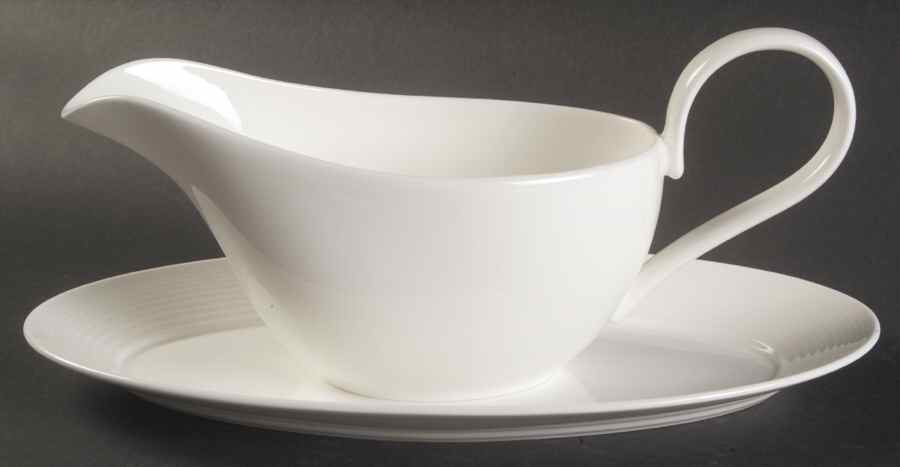 Gordon Ramsay White (Bone, No Trim) Gravy Boat & Underplate by Royal Doulton-1