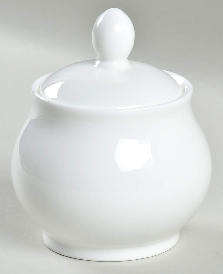 Signature White Sugar Bowl & Lid by Royal Doulton-1