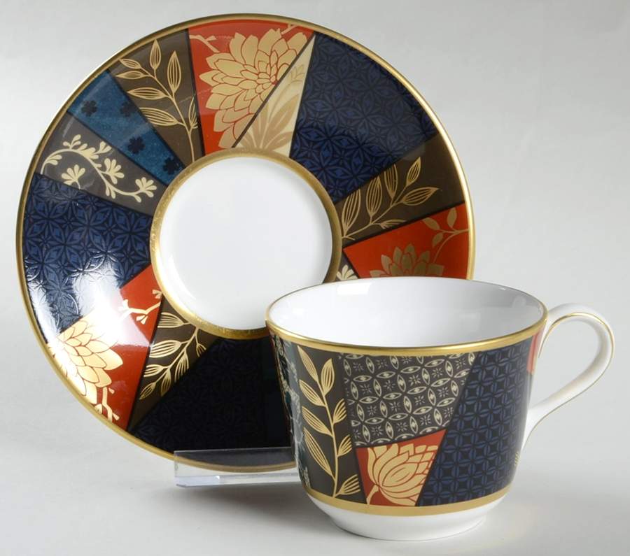 Kimono Flat Cup & Saucer Set by Royal Crown Derby-1