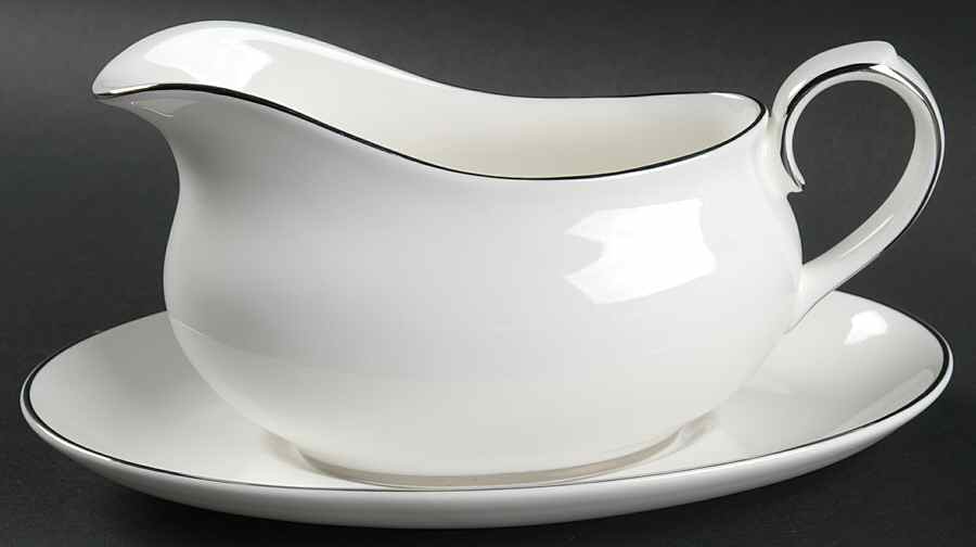 Silver Lining Gravy Boat & Underplate by Royal Doulton-1