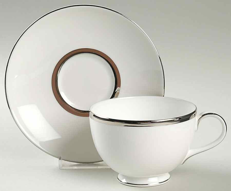 Silver Lining Footed Cup & Saucer Set by Royal Doulton-1