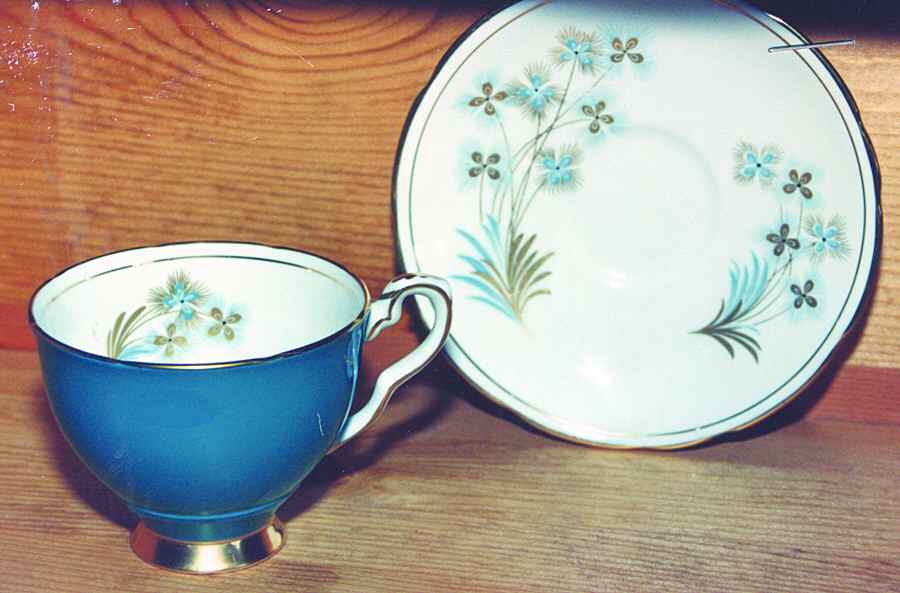 Blue Star Footed Cup & Saucer Set by Royal Stafford-1
