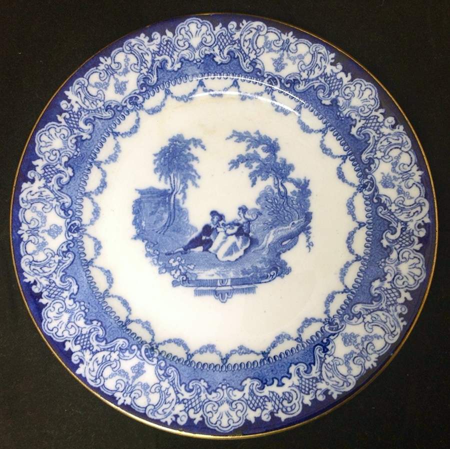 Watteau (Smooth, People, Transferware, Gold Trim) Salad Plate by Royal Doulton-1