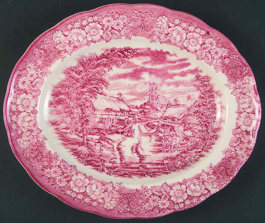 RVP2 Pink 11" Oval Serving Platter by Ravensdale-1